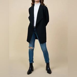 Like New! Skies Are Blue ribbed black knee length jacket side XS